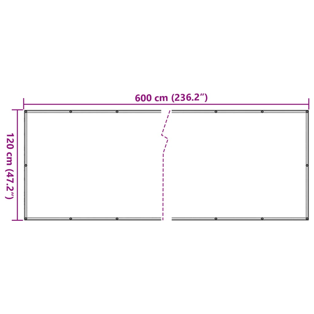 vidaXL Osłona balkonowa, kremowa, 600x120 cm, PVC