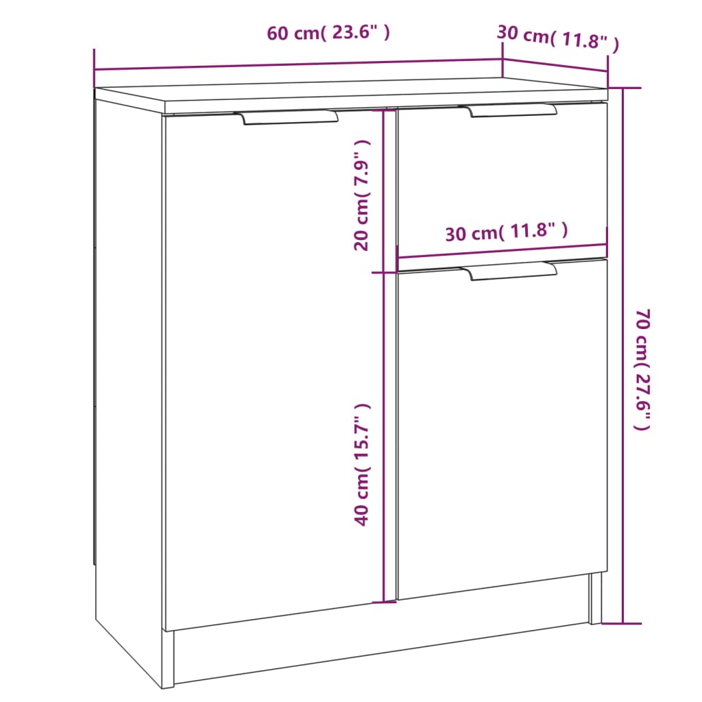 vidaXL Komody, 2 szt., białe, 60x30x70 cm, materiał drewnopochodny