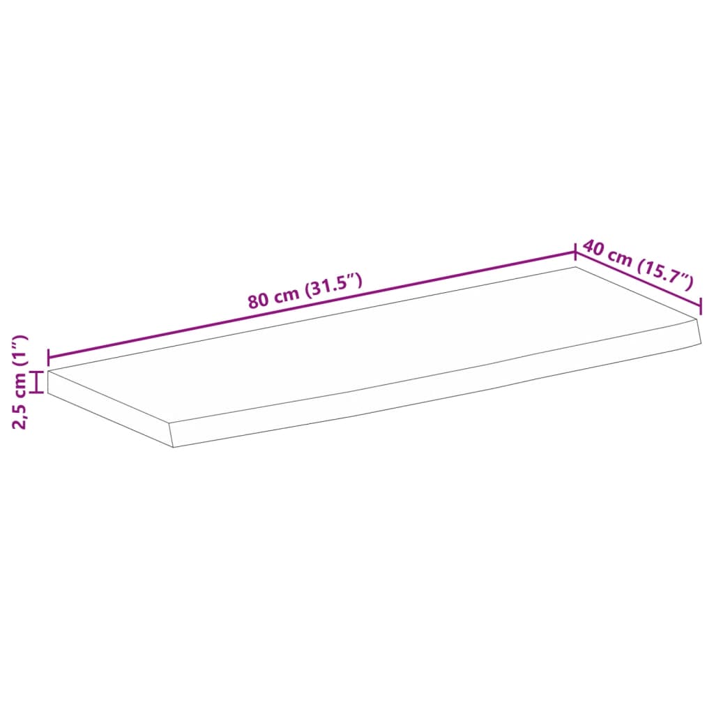 vidaXL Blat stołu, 80x40x2,5cm, naturalna krawędź, surowe drewno mango