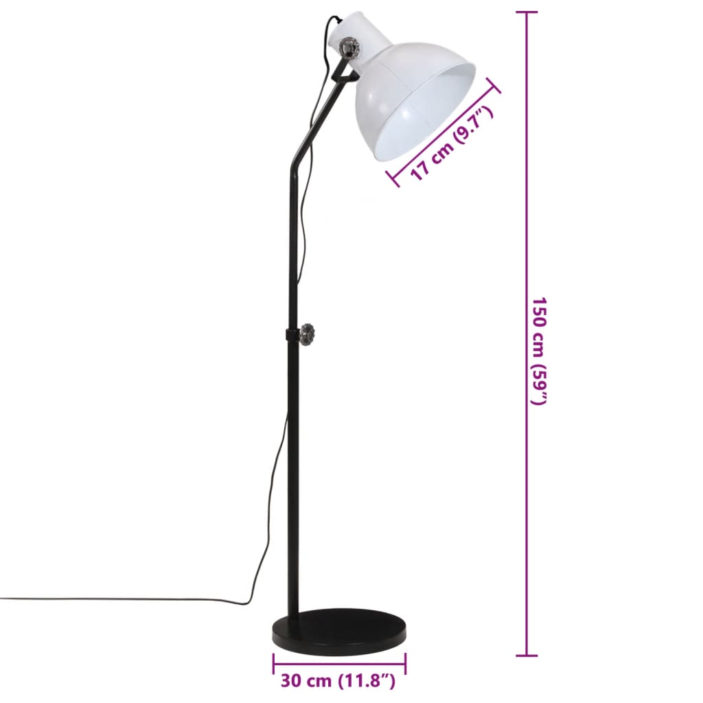 vidaXL Lampa stojąca, 25 W, biała, 30x30x90-150 cm, E27