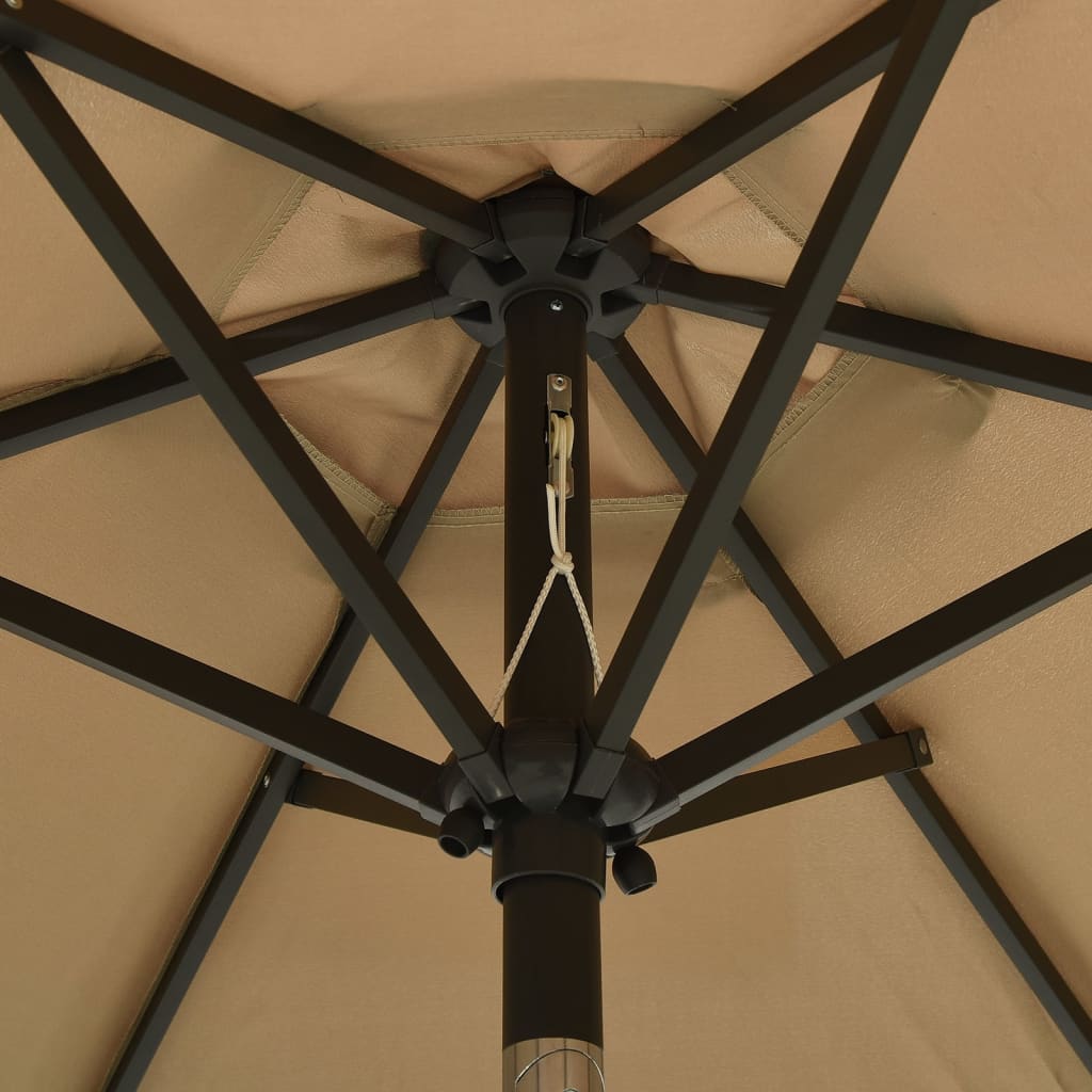 vidaXL Parasol ogrodowy z LED, taupe, 200x211 cm, aluminium