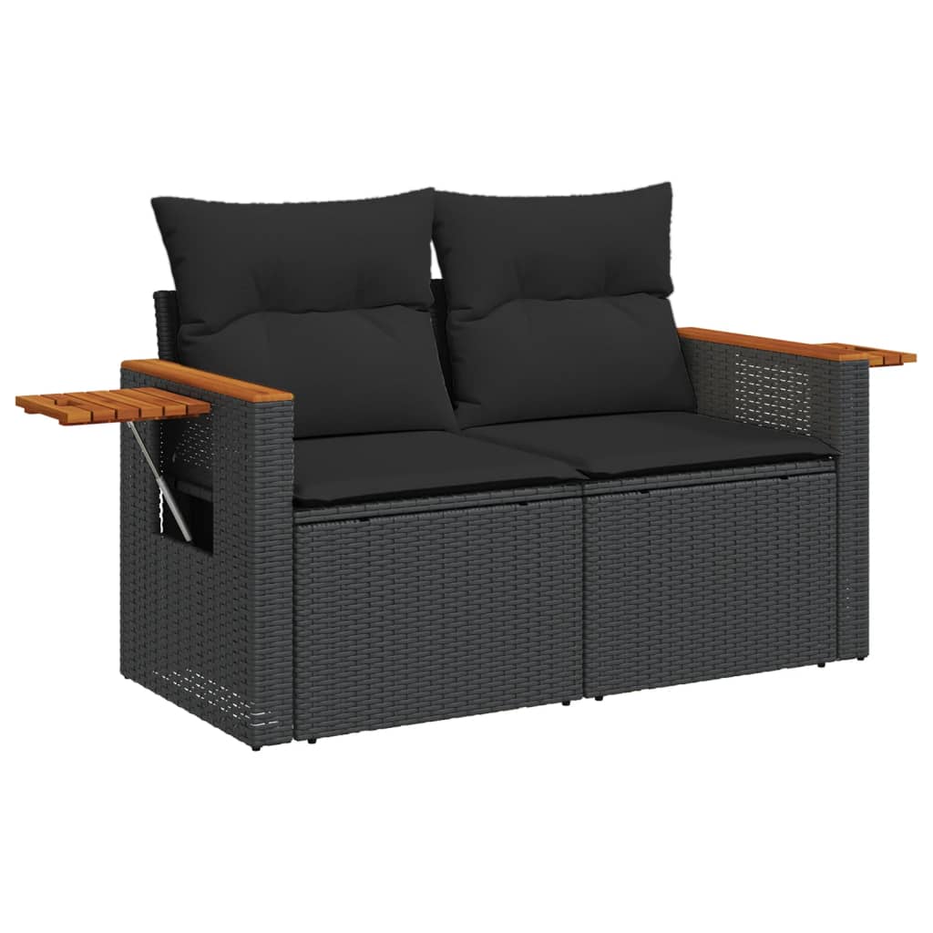 vidaXL Sofa ogrodowa z poduszkami, 2-osobowa, beż, polirattan