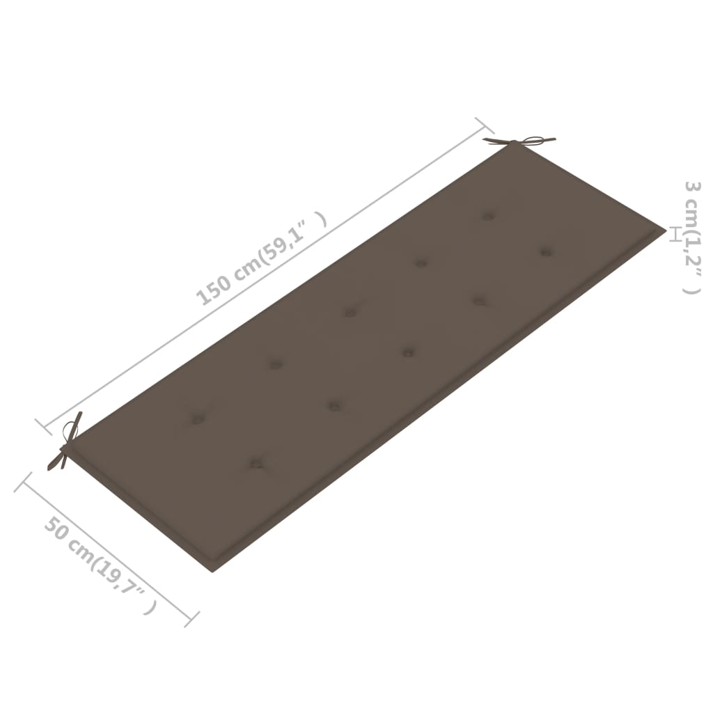 vidaXL 3-os. ławka ogrodowa z poduszką, 150 cm, lity eukaliptus