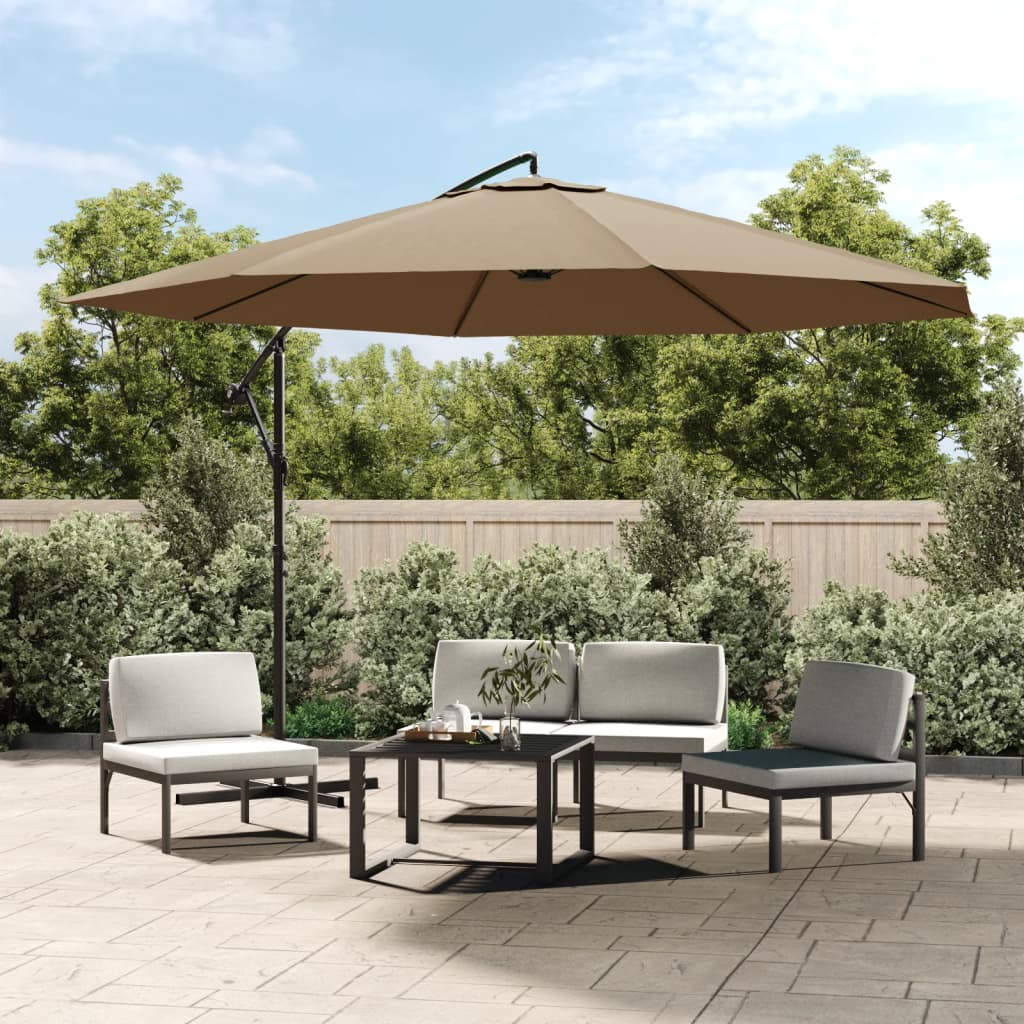 vidaXL Parasol wiszący z aluminiowym słupkiem, 350 cm, taupe