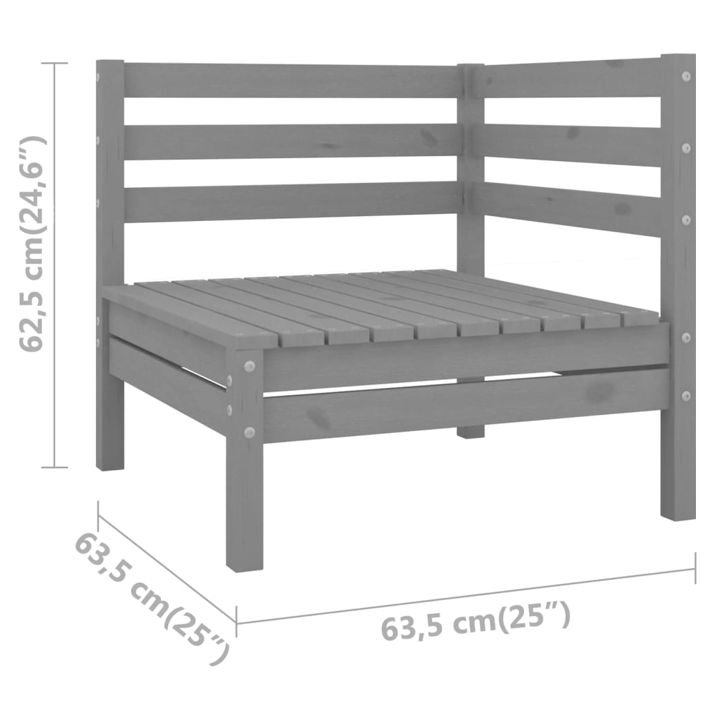 vidaXL Ogrodowa sofa narożna, szara, lite drewno sosnowe