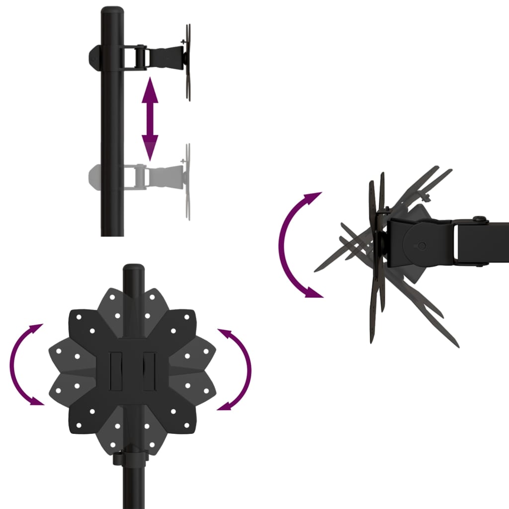 vidaXL Stojak na monitor, czarny, stalowy, VESA 75/100 mm