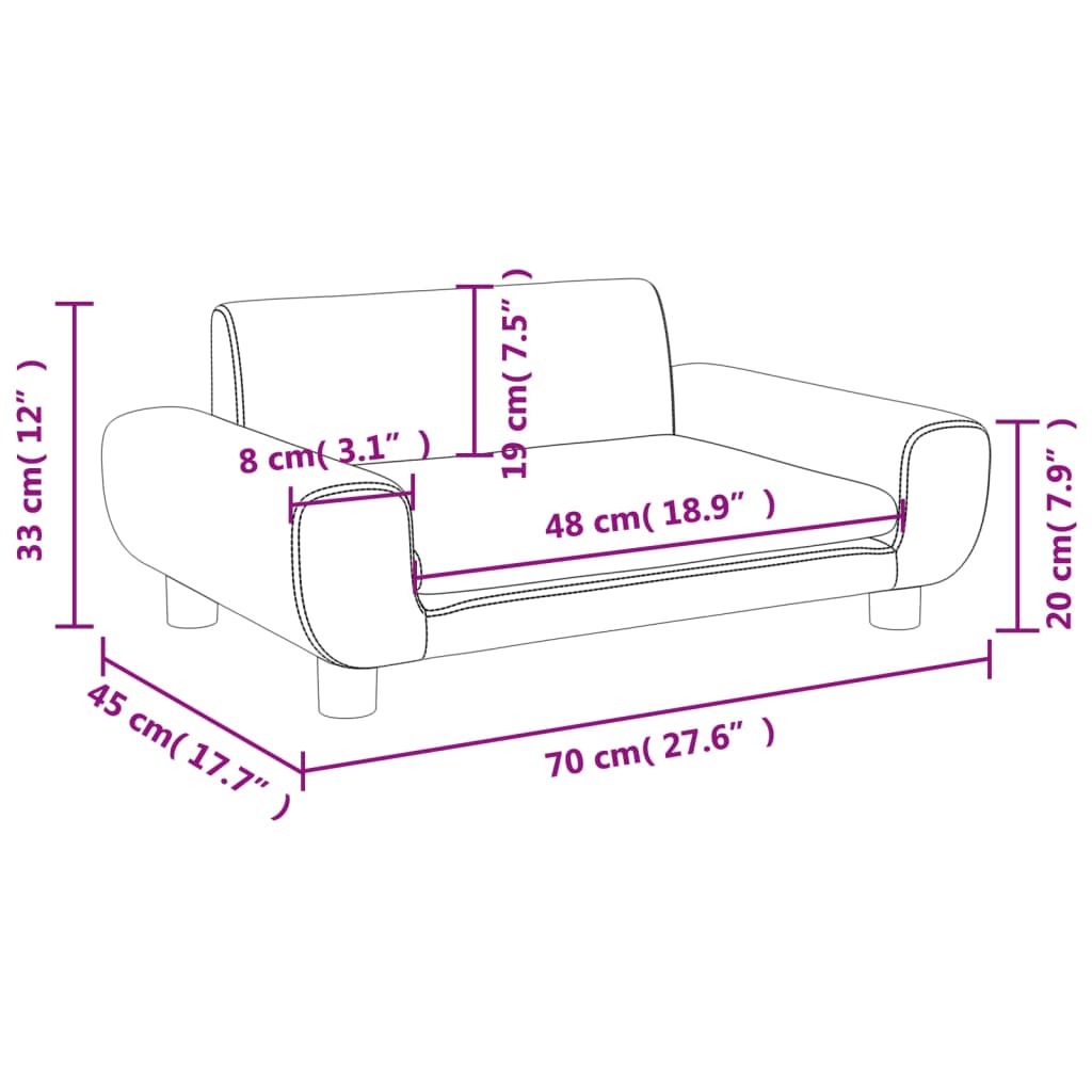 vidaXL Sofa dla dzieci, czarna, 70x45x33 cm, aksamit