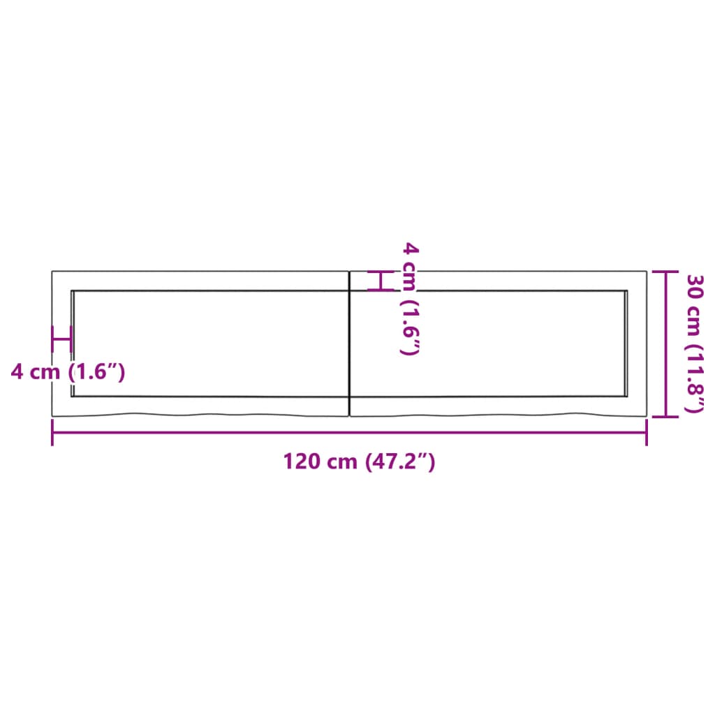 vidaXL Półka, ciemnobrązowa, 120x30x(2-6) cm, wykończone drewno dębowe