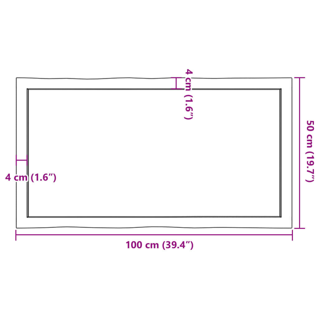 vidaXL Blat stołu, 100x50x(2-6)cm surowy, lity dąb naturalną krawędzią