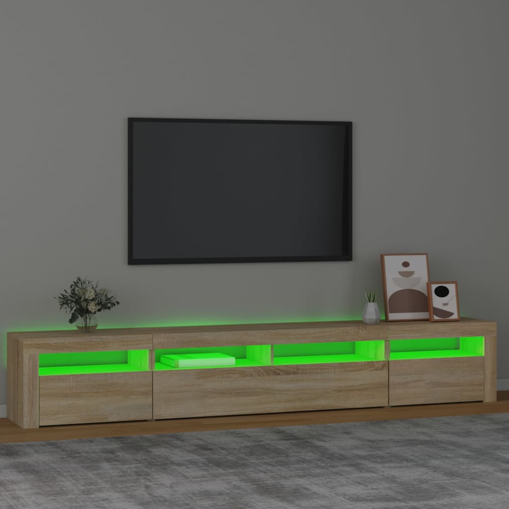 vidaXL Szafka TV z oświetleniem LED, dąb sonoma, 240x35x40 cm