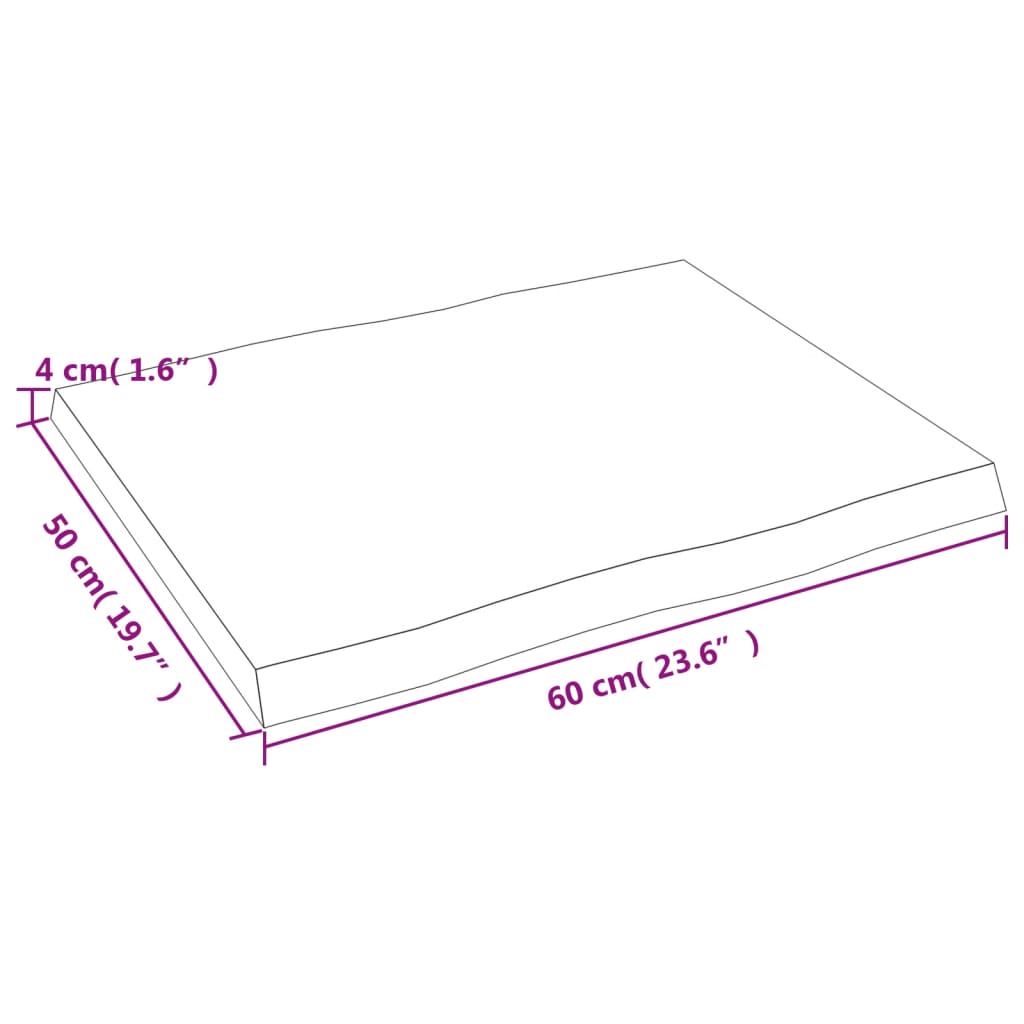 vidaXL Blat, ciemnobrązowy 60x50x(2-4) cm drewno z naturalną krawędzią