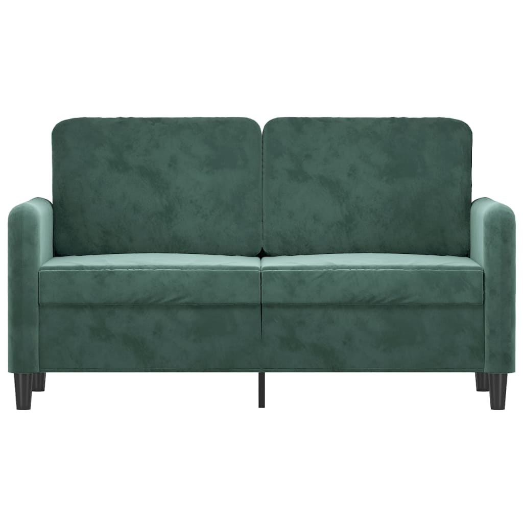 vidaXL Sofa 2-osobowa, ciemnozielona, 120 cm, tapicerowana aksamitem