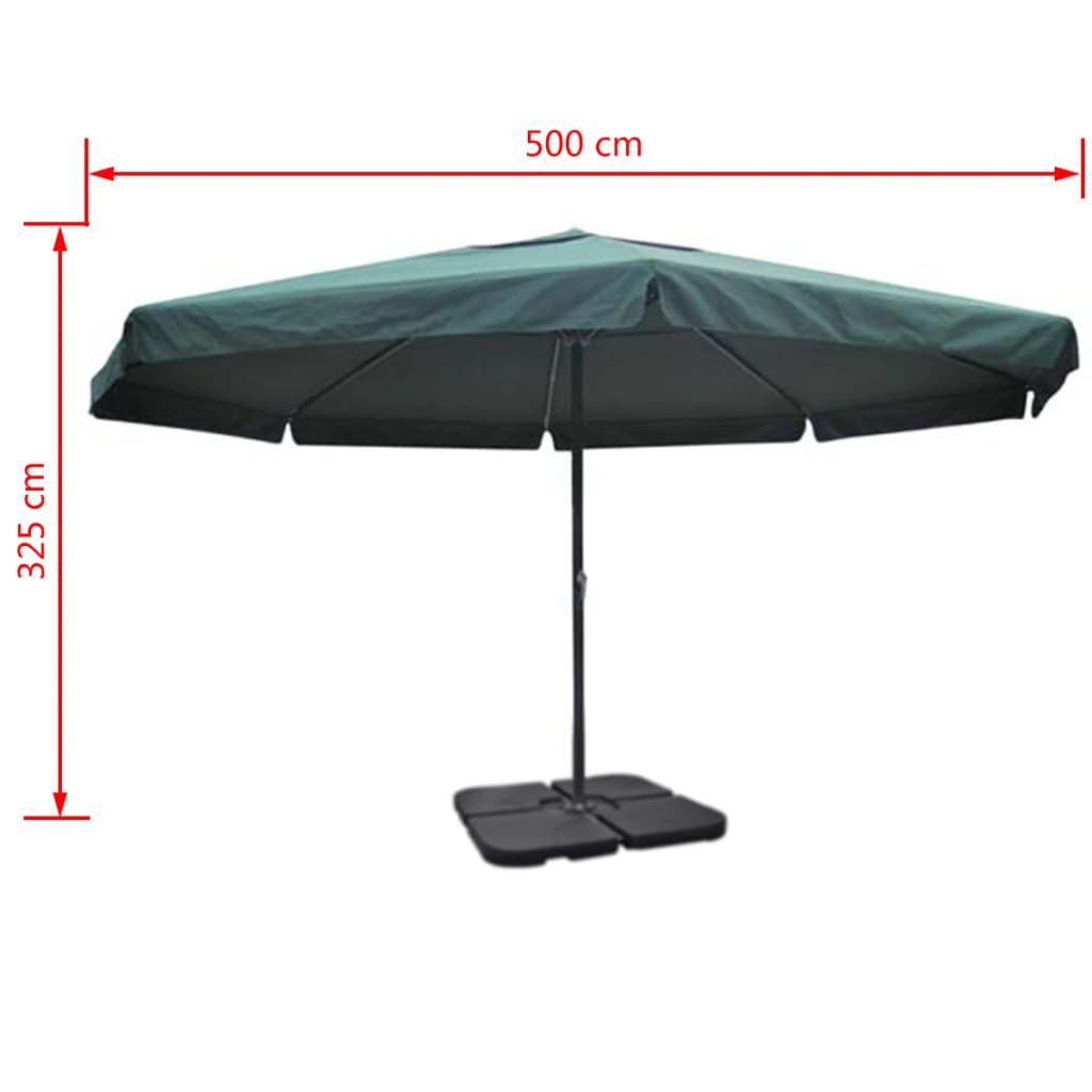 vidaXL Parasol ogrodowy z przenośną, aluminiową podstawą, zielony