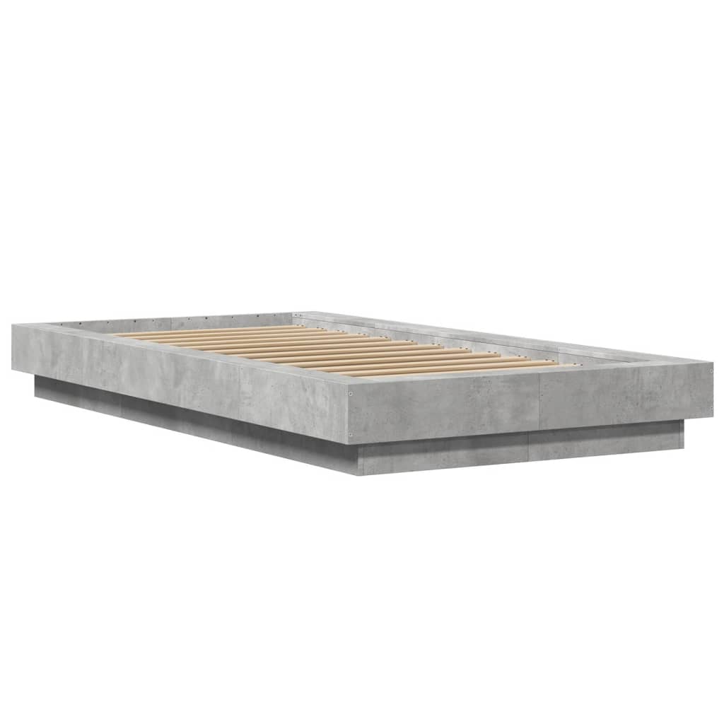 vidaXL Rama łóżka z LED, szarość betonu, 100x200 cm