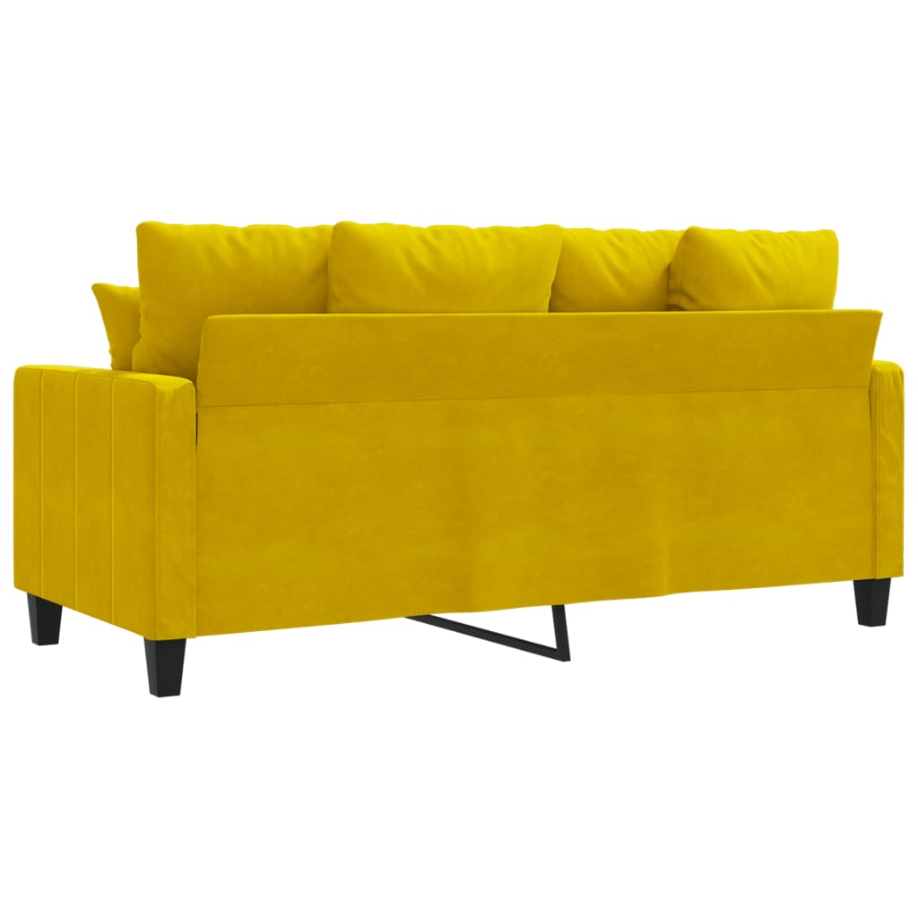 vidaXL Sofa 2-osobowa, żółta, 140 cm, tapicerowana aksamitem