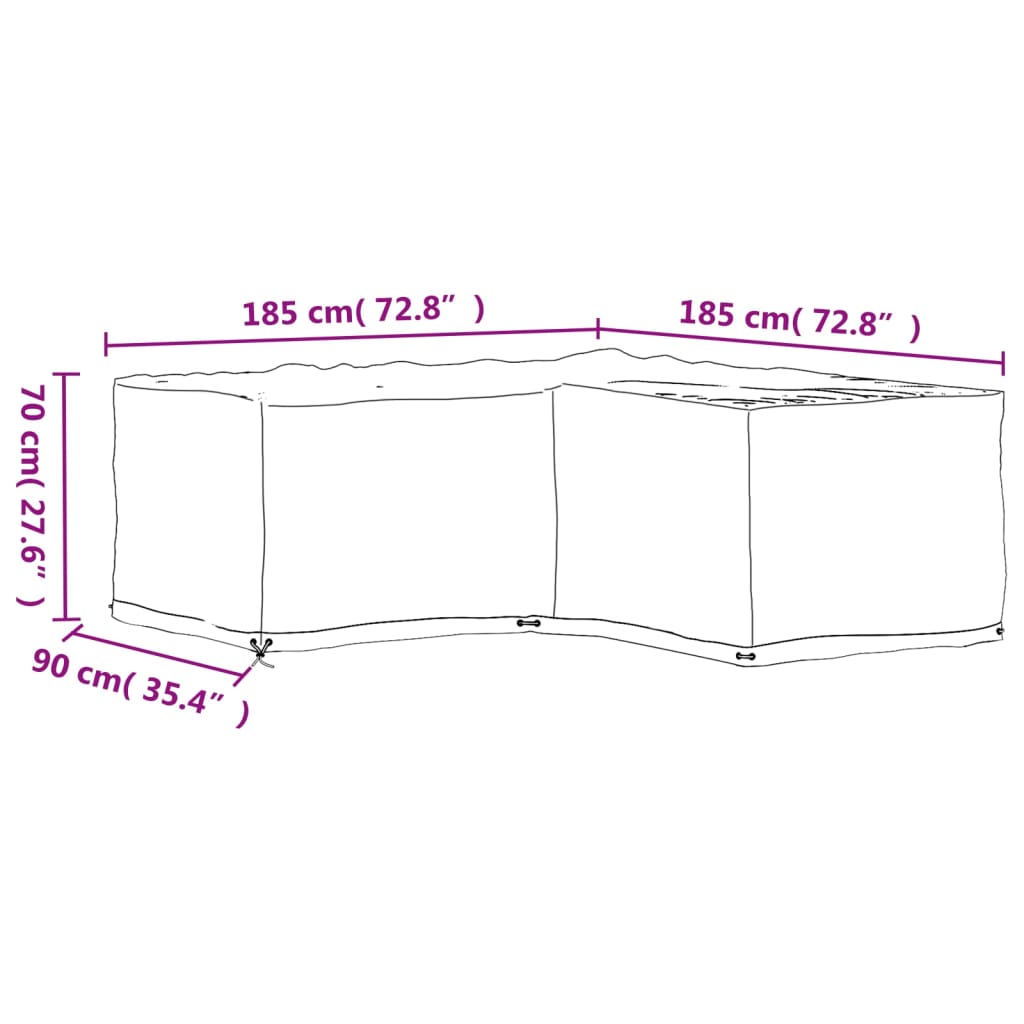 vidaXL Pokrowce L na meble ogrodowe, 2 szt., 12 oczek, 185x185x70 cm