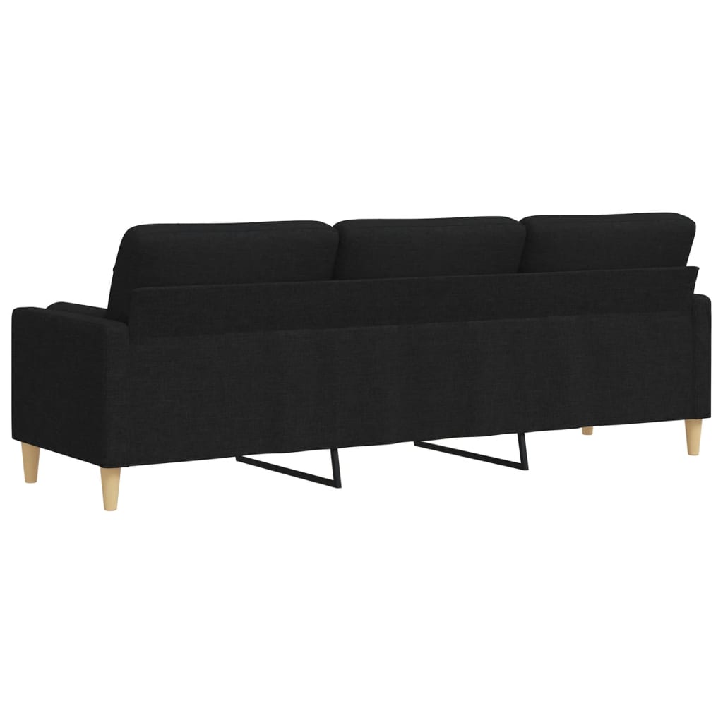 vidaXL 3-osobowa sofa z poduszkami, czarna, 210 cm, obita tkaniną