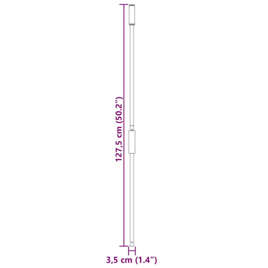 vidaXL Trzonek do wideł, Ø3,5x127,5 cm, stalowy, czarny