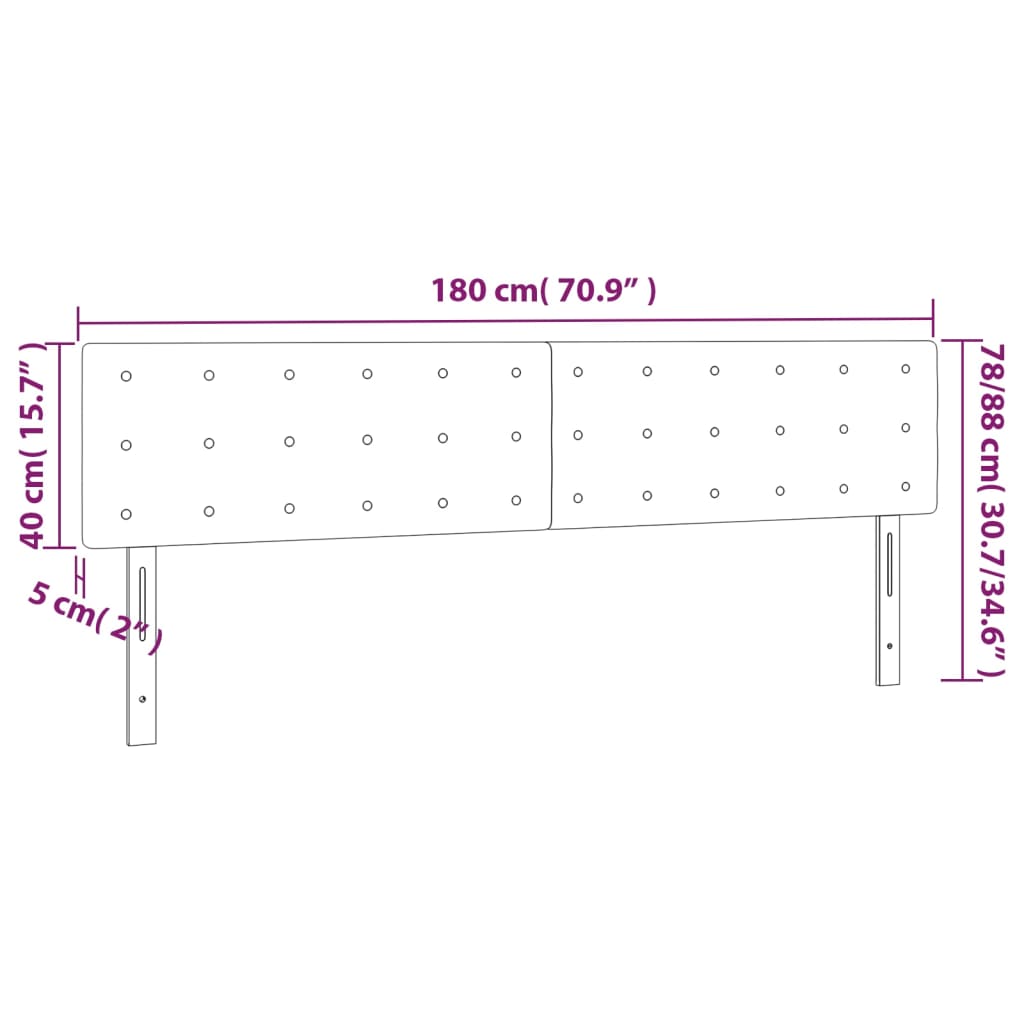 vidaXL Zagłówek do łóżka z LED, jasnoszary, 180x5x78/88 cm, aksamit