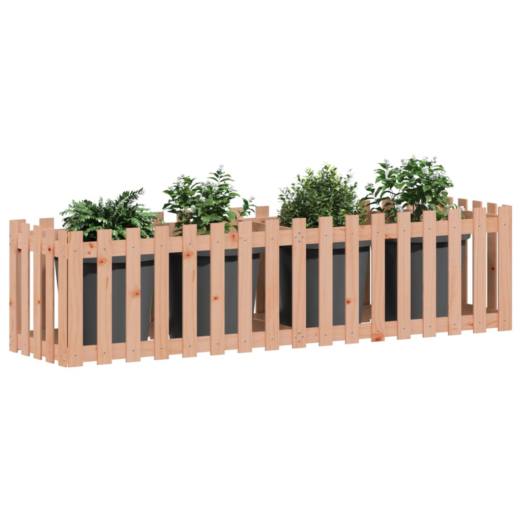 vidaXL Rabata ogrodowa z płotkiem, 200x50x50 cm, drewno daglezjowe