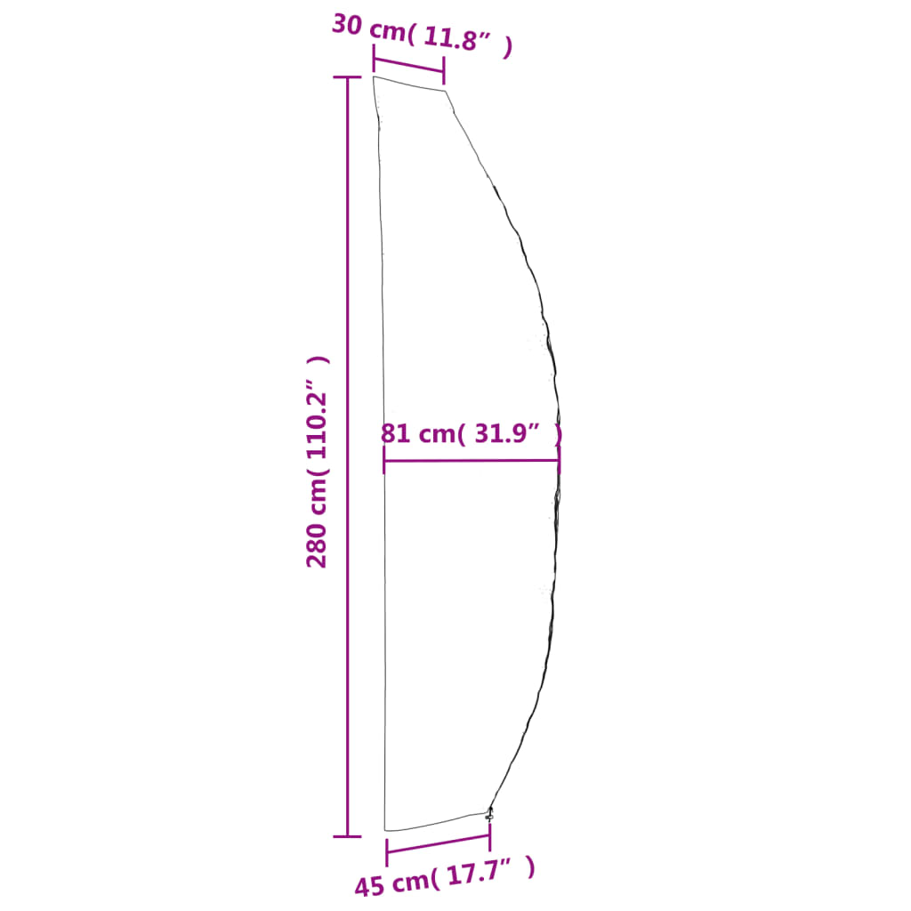 vidaXL Pokrowiec na parasol ogrodowy, czarny, 280x30/81/45 cm, 420D