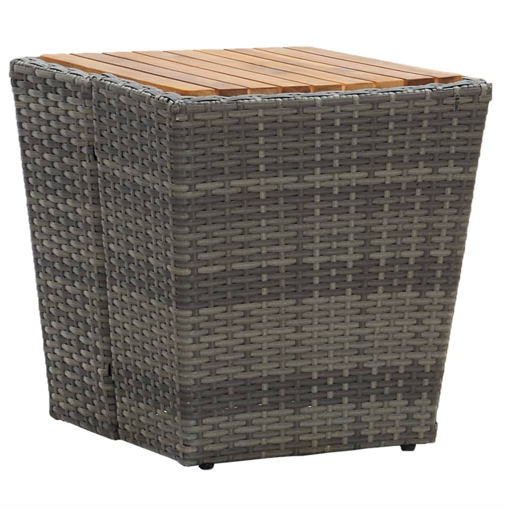 vidaXL Stolik herbaciany, szary, 41,5x41,5x43 cm, rattan PE i akacja