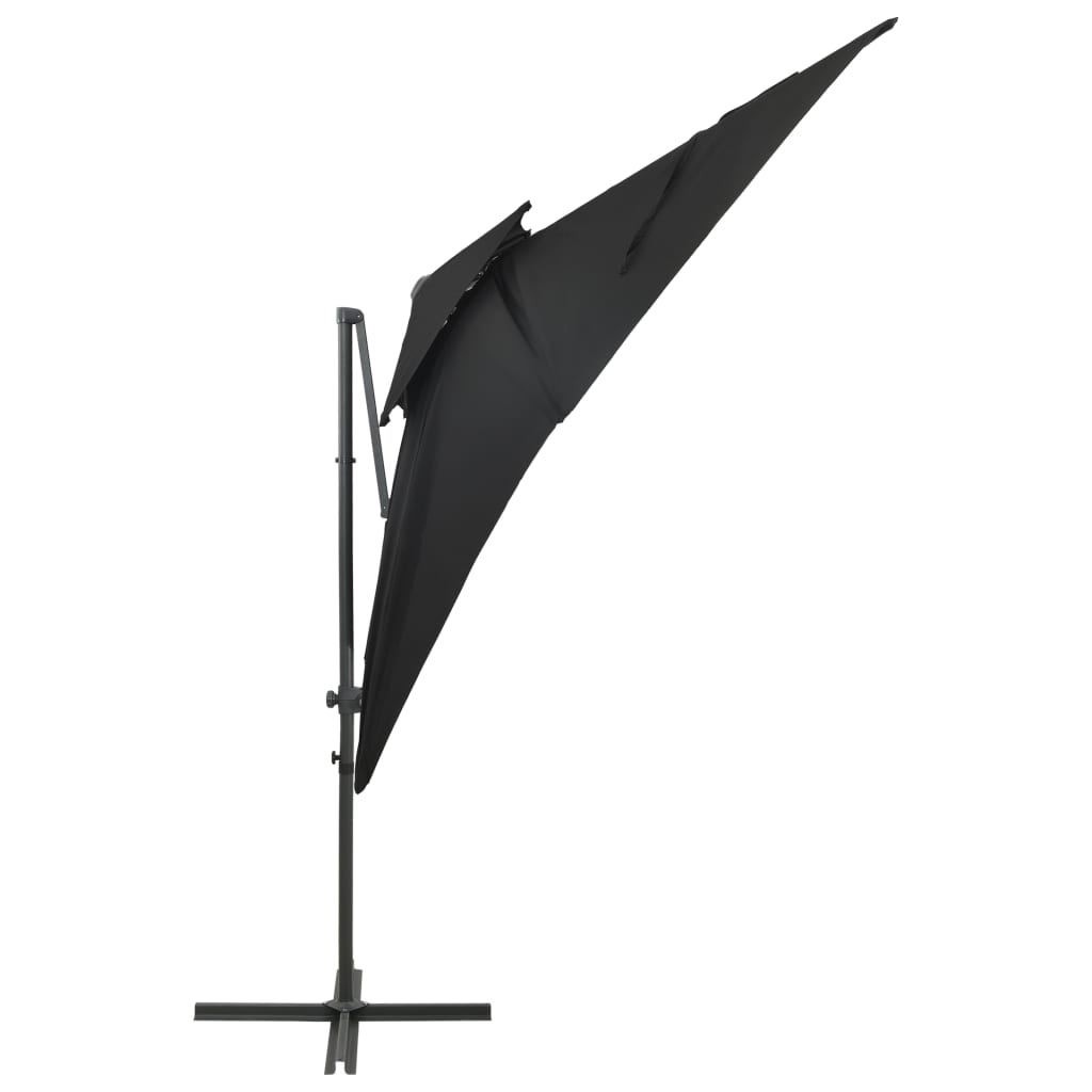 vidaXL Parasol wiszący z podwójną czaszą, 250x250 cm, czarny