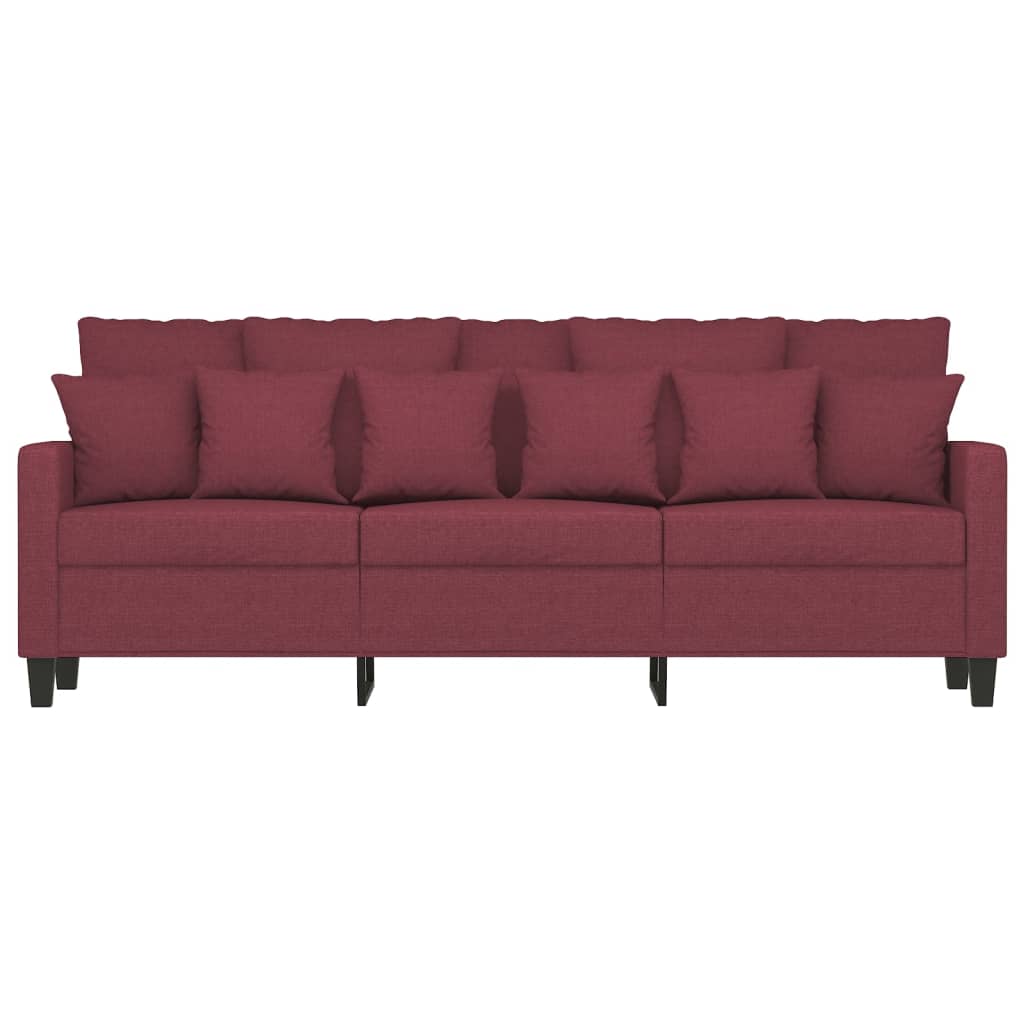 vidaXL Sofa 3-osobowa, winna czerwień, 180 cm,tapicerowana tkaniną