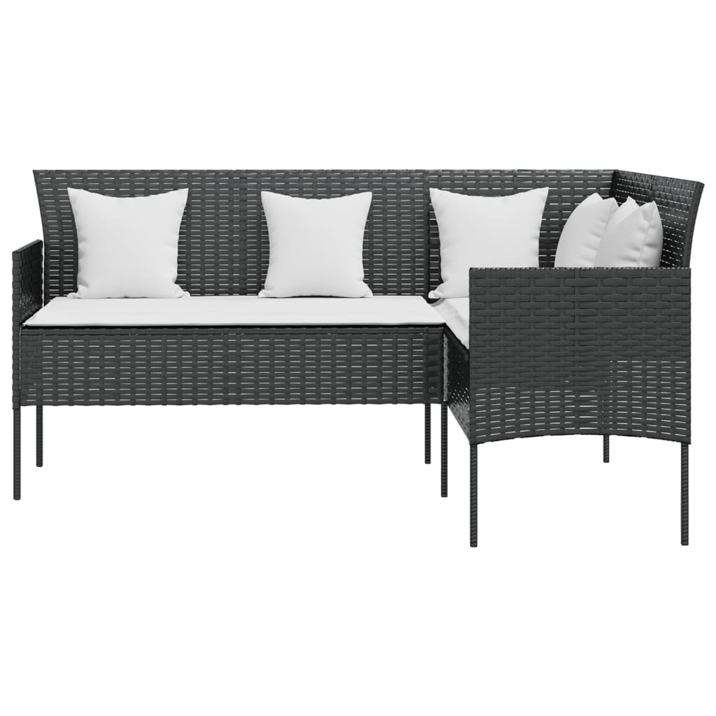 vidaXL Sofa w kształcie litery L, z poduszkami, polirattan, czarna