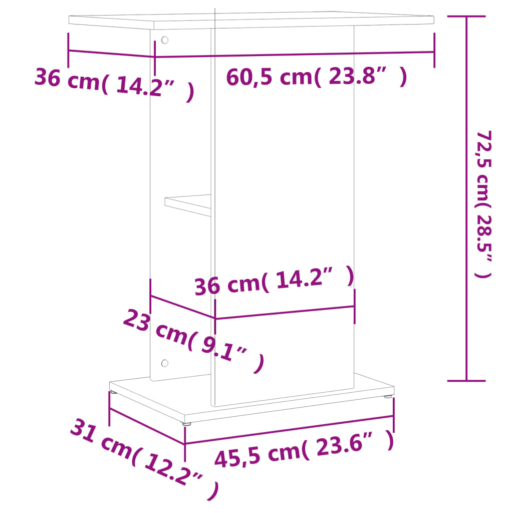 vidaXL Szafka pod akwarium, czarna, 60,5x36x72,5 cm