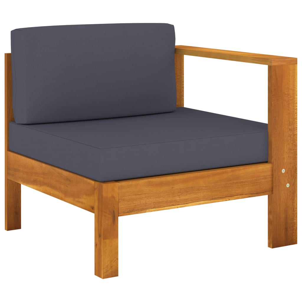 vidaXL 3-osobowa sofa ogrodowa z ciemnoszarymi poduszkami, akacjowa