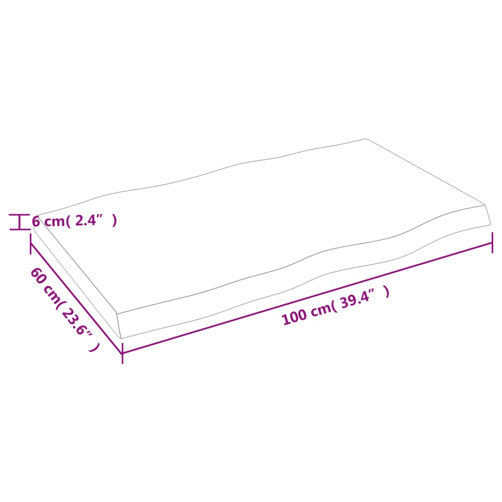 vidaXL Blat stołu, 100x60x(2-6)cm surowy, lity dąb naturalną krawędzią