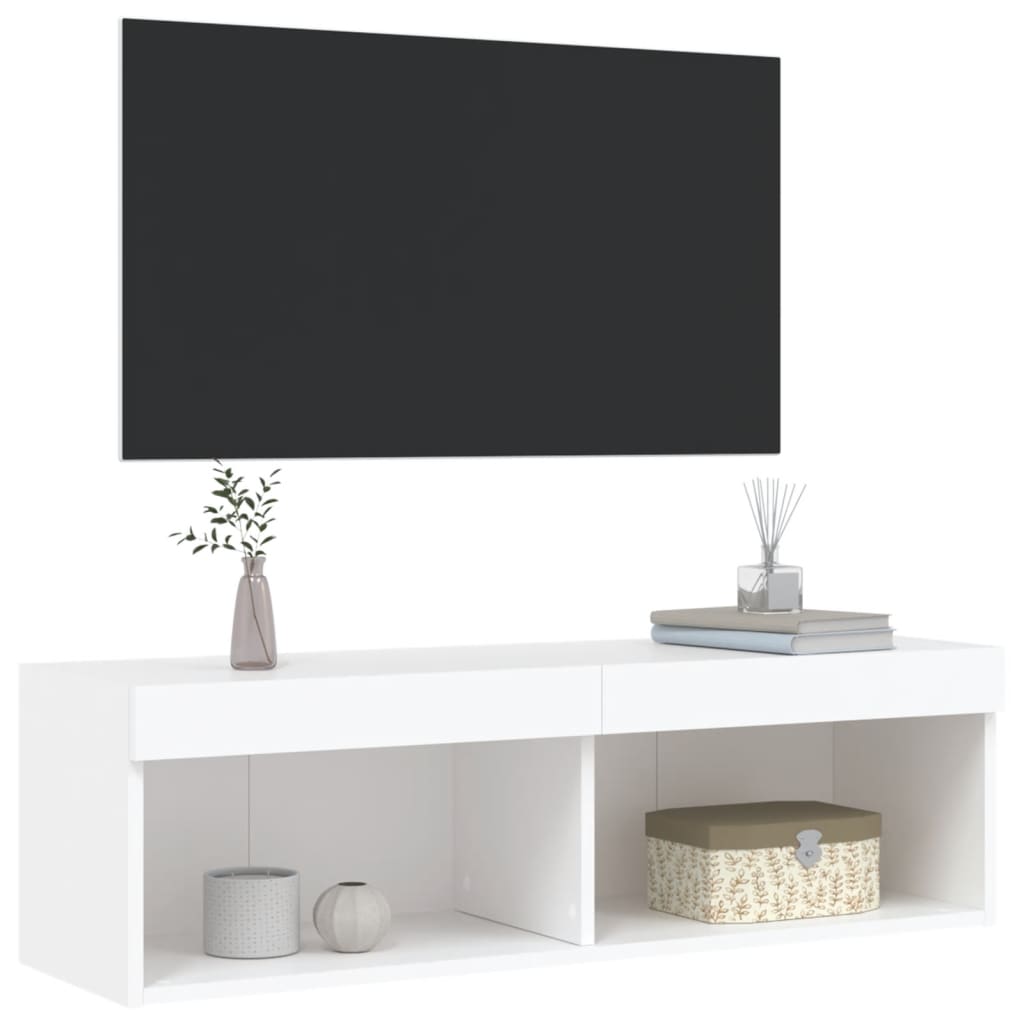 vidaXL Szafka TV z oświetleniem LED, biała, 100x30x30 cm