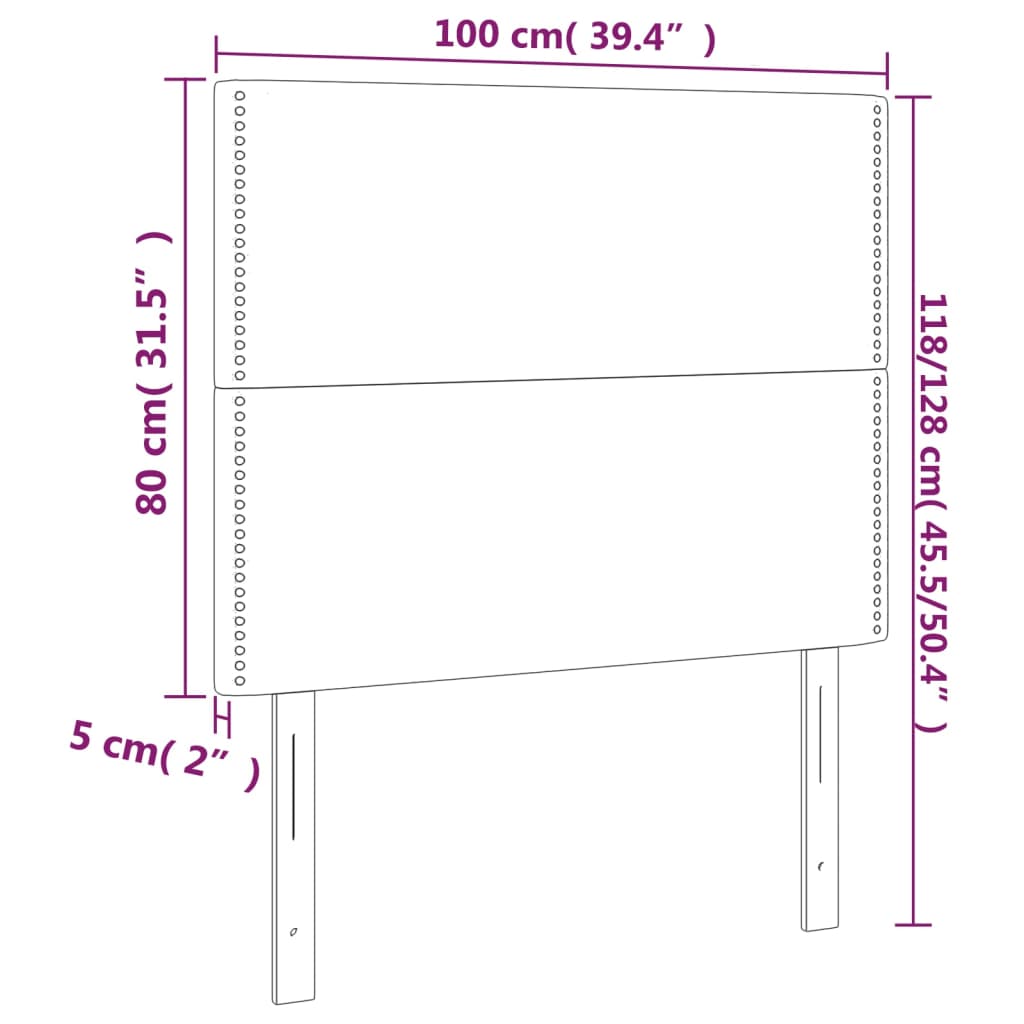 vidaXL Zagłówki do łóżka, 2 szt, kremowe, 100x5x78/88cm sztuczna skóra