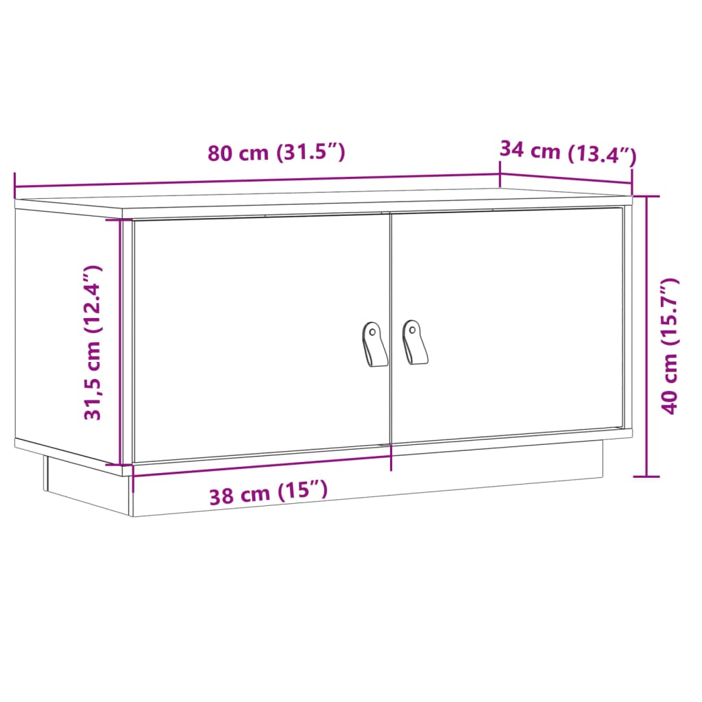 vidaXL Szafka pod TV, szara, 80x34x40 cm, lite drewno sosnowe