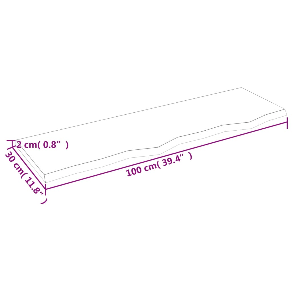 vidaXL Półka, ciemnobrązowa 100x30x2 cm, wykończone lite drewno dębowe