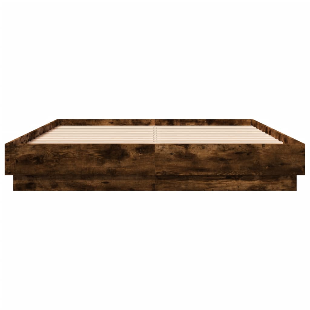vidaXL Rama łóżka, przydymiony dąb, 120x200cm, materiał drewnopochodny