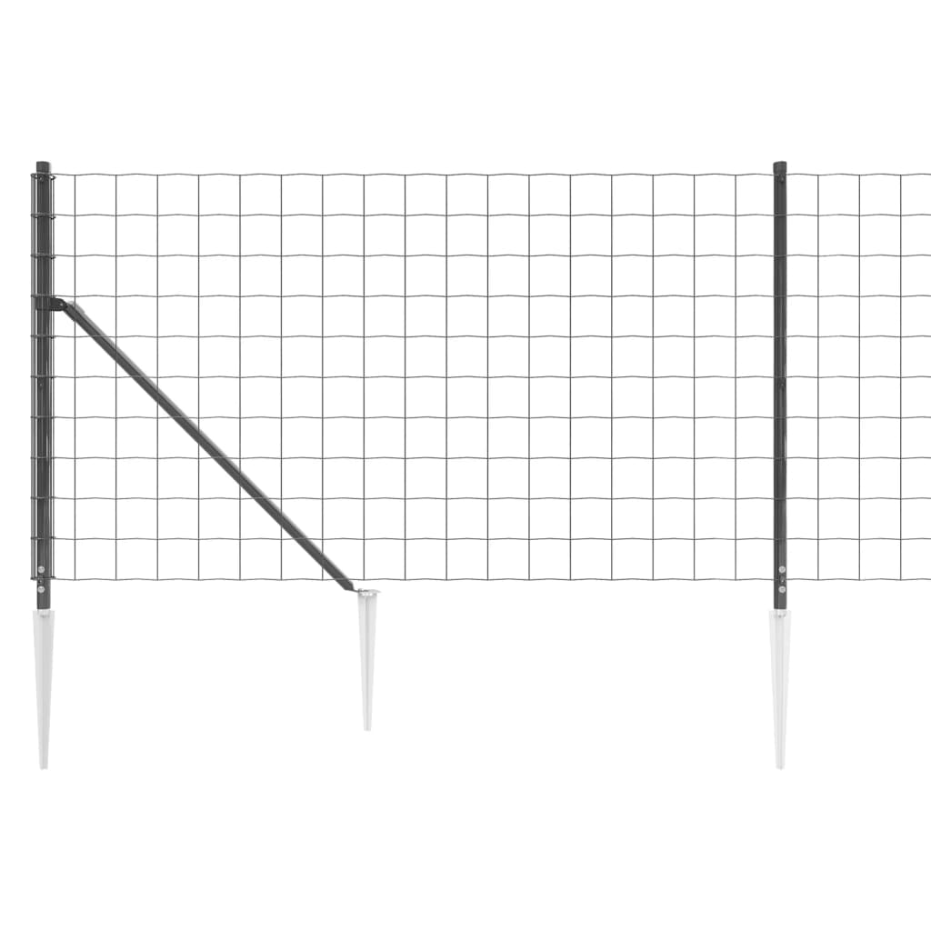 vidaXL Ogrodzenie z siatki, z kotwami, antracytowe, 1,1x10 m