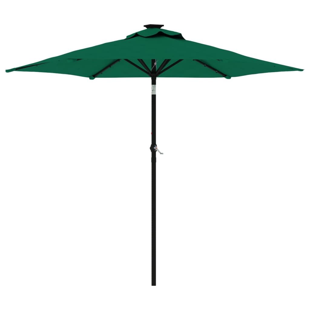 vidaXL Parasol ogrodowy LED, stalowy słupek, zielony, 225x225x212 cm