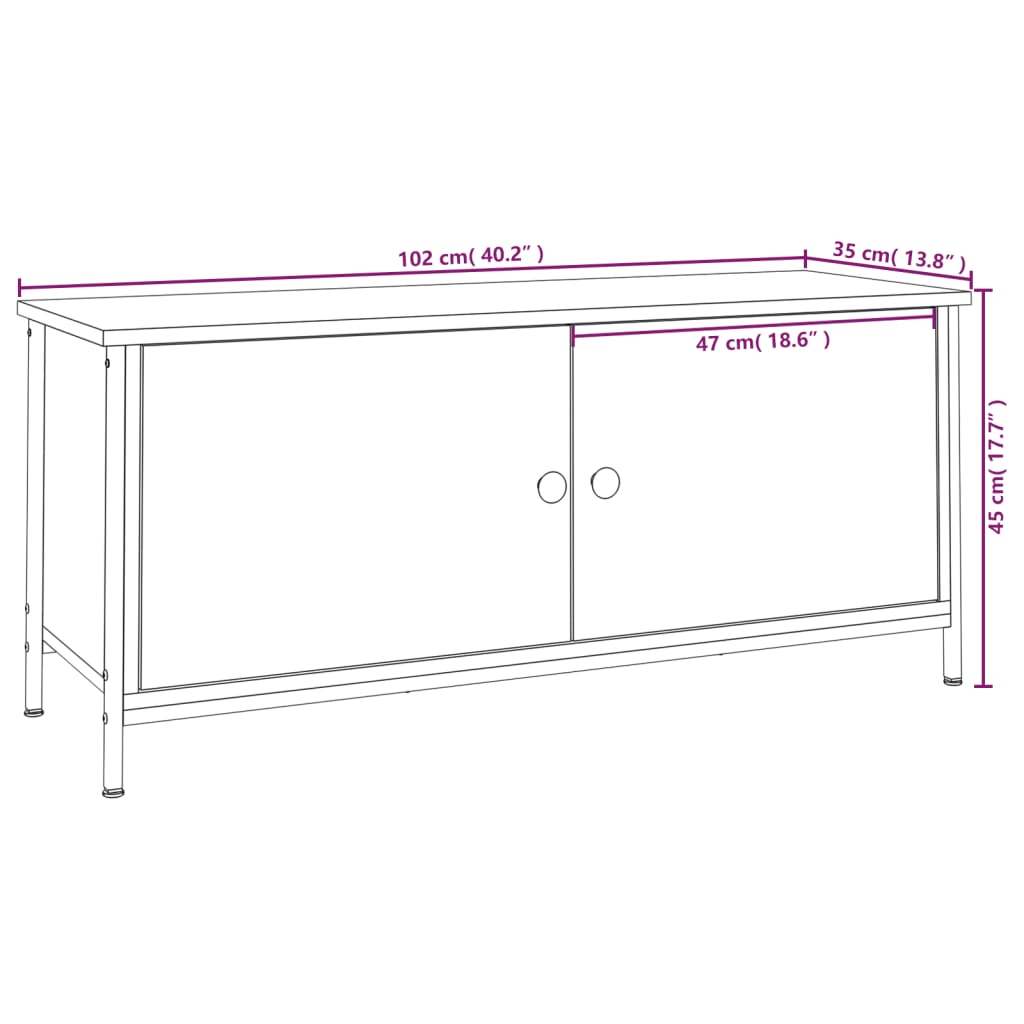 vidaXL Szafka pod TV, dąb sonoma, 102x35x45 cm materiał drewnopochodny