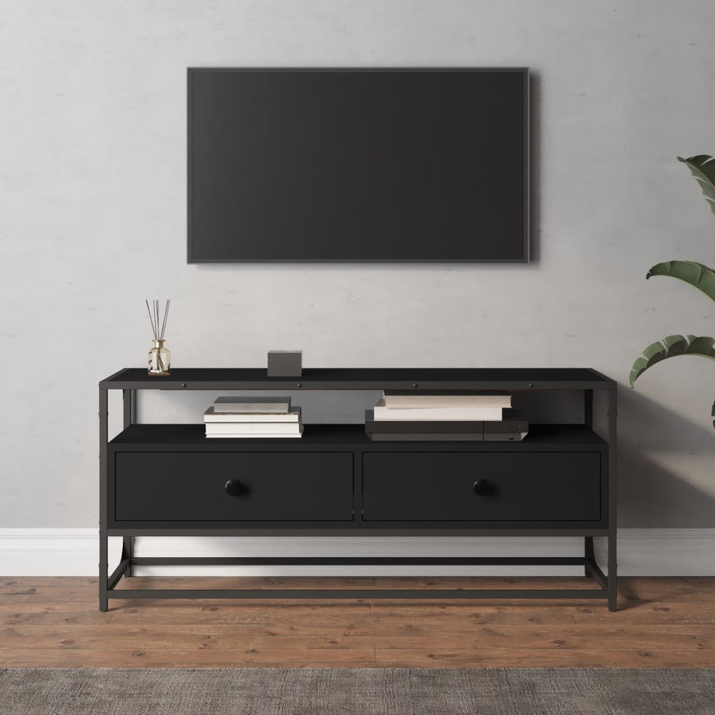 vidaXL Szafka pod TV, czarna, 100x35x45 cm, materiał drewnopochodny