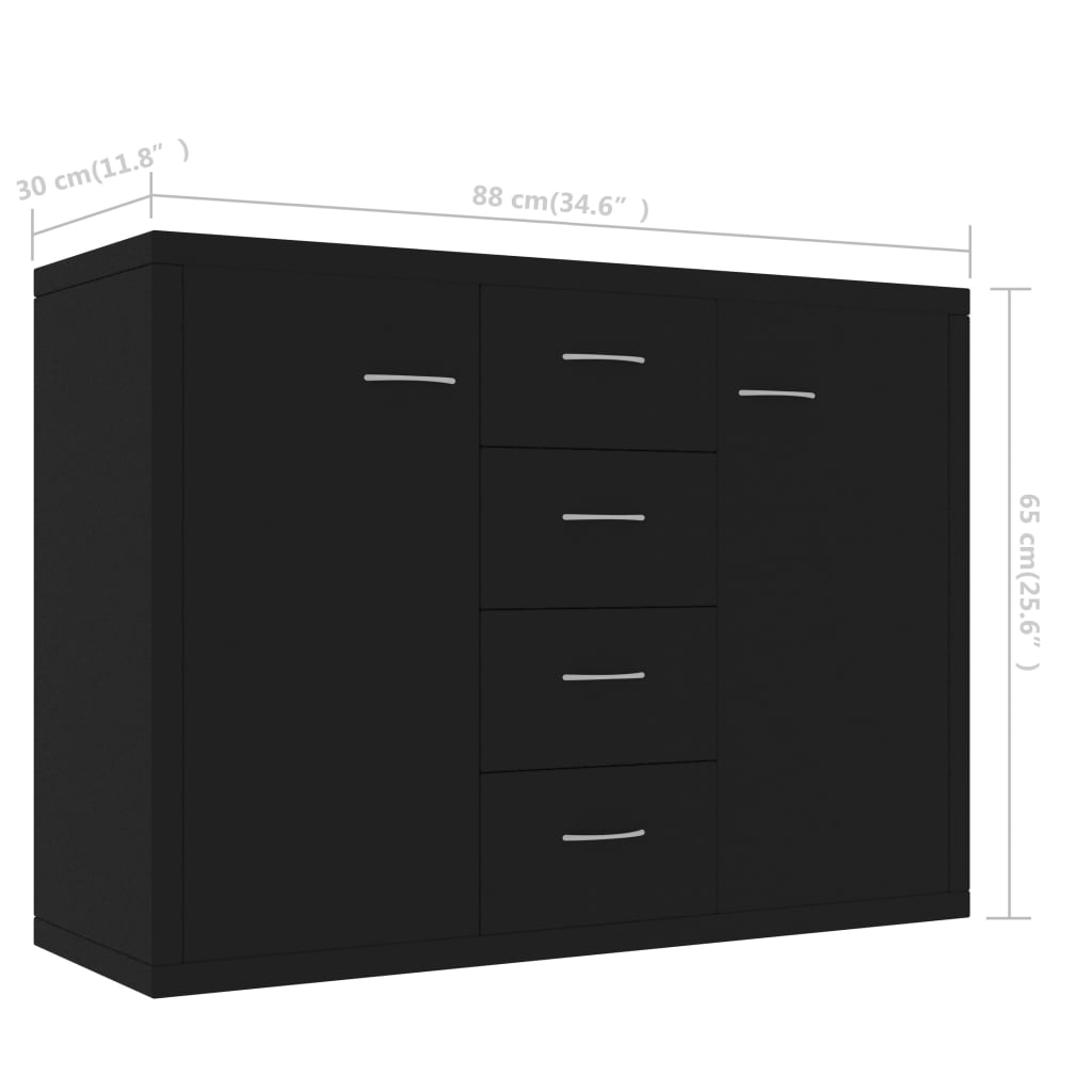 vidaXL Szafka, czarna, 88x30x65 cm, materiał drewnopochodny