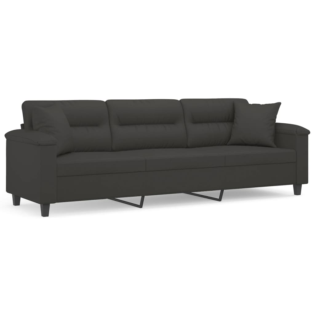 vidaXL 3-osobowa sofa z poduszkami, ciemnoszara, 210 cm, mikrofibra