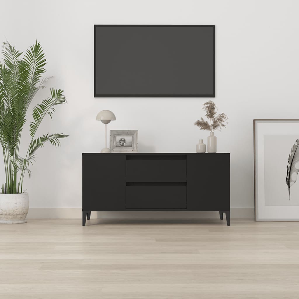 vidaXL Szafka pod TV, czarna, 102x44,5x50 cm, materiał drewnopochodny