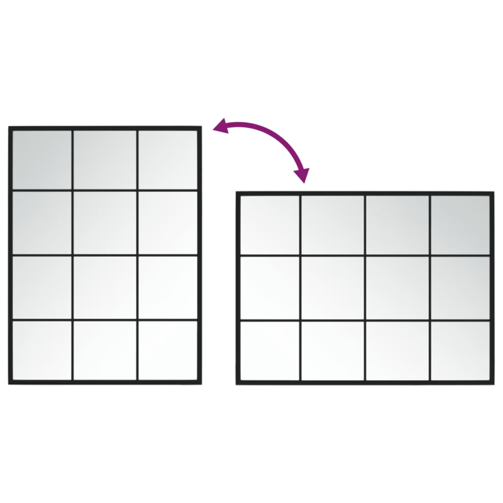 vidaXL Lustro ścienne, czarne, 80 x 60 cm, metal