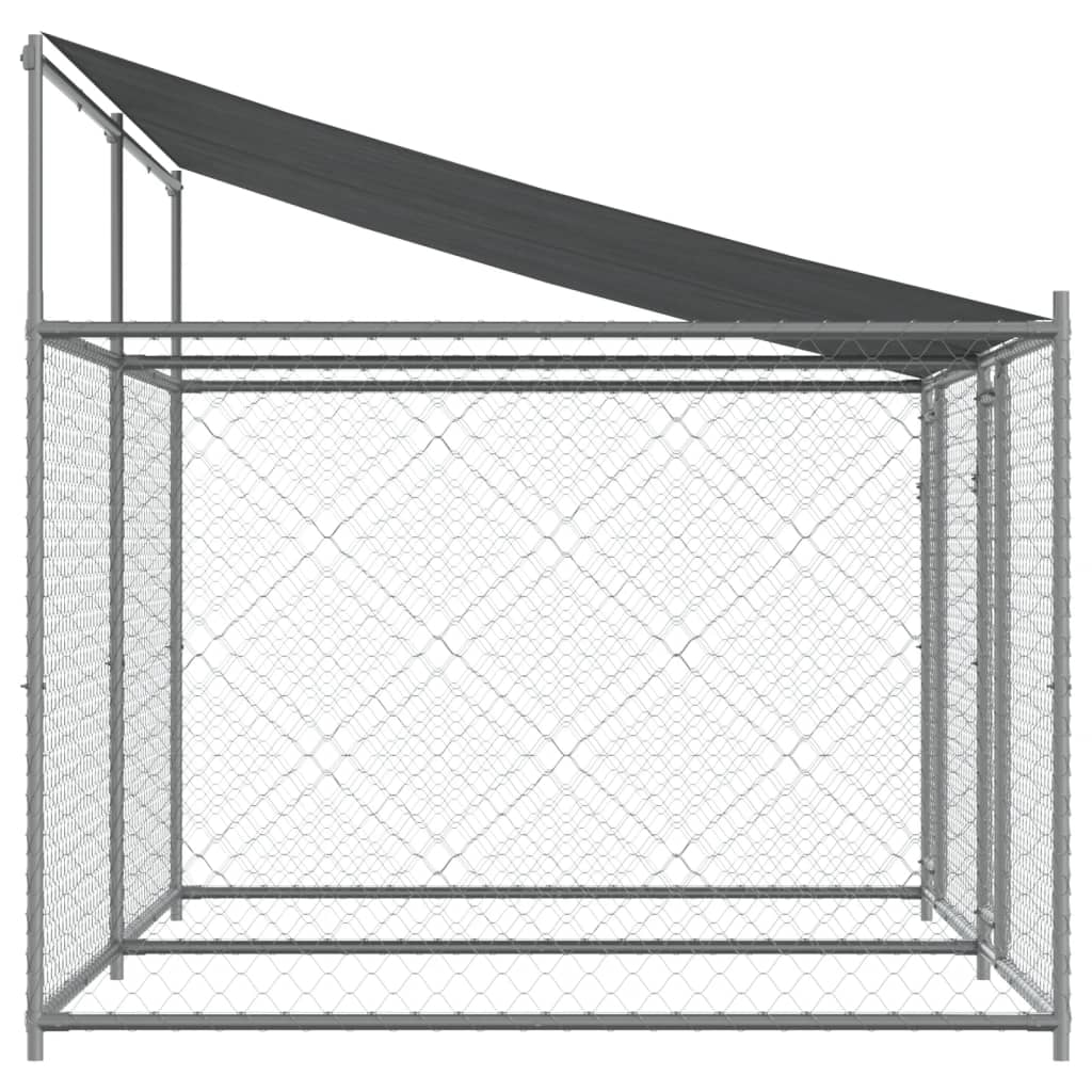 vidaXL Klatka dla psa, z dachem i drzwiami, szara, 4x2x2 m, stal