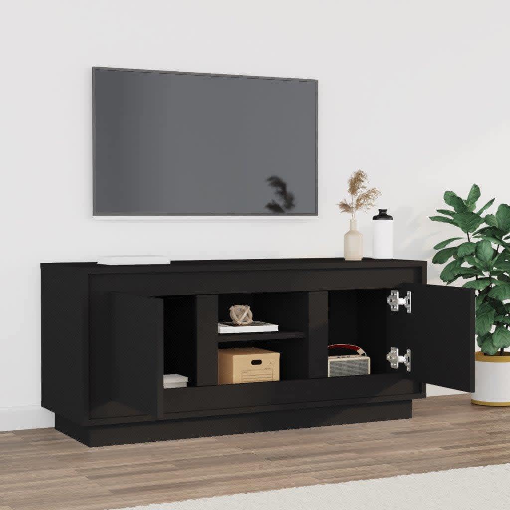 vidaXL Szafka pod TV, czarna, 102x35x45 cm, materiał drewnopochodny