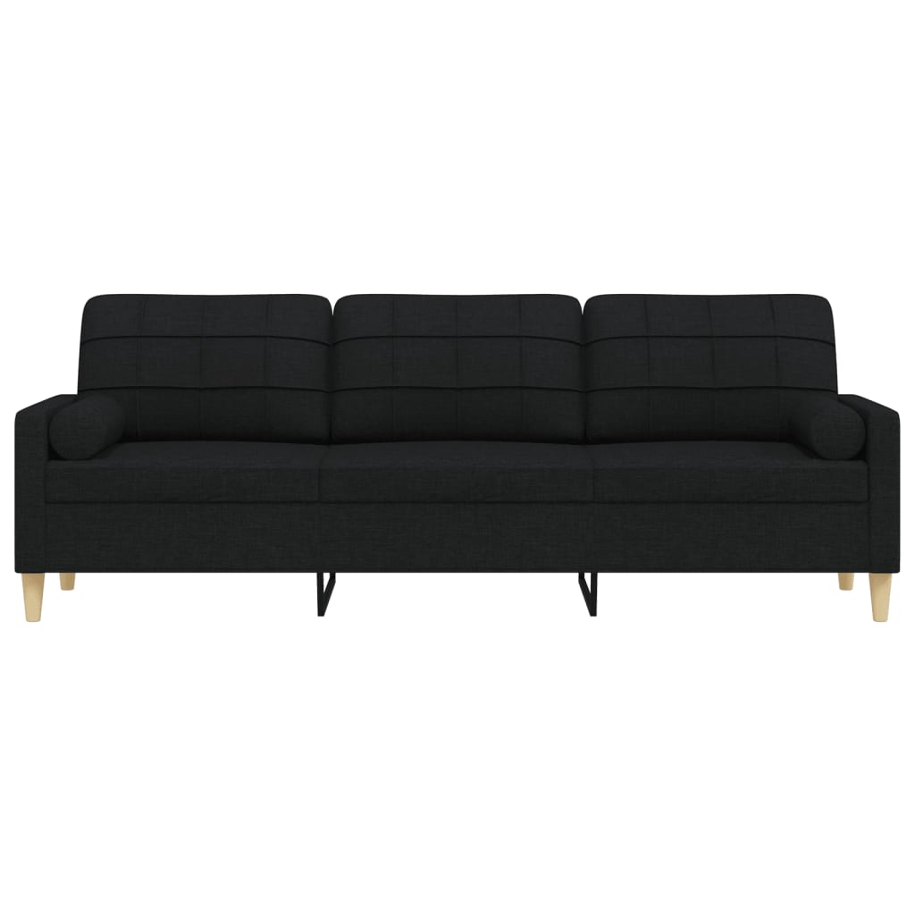 vidaXL 3-osobowa sofa z poduszkami, czarna, 210 cm, obita tkaniną