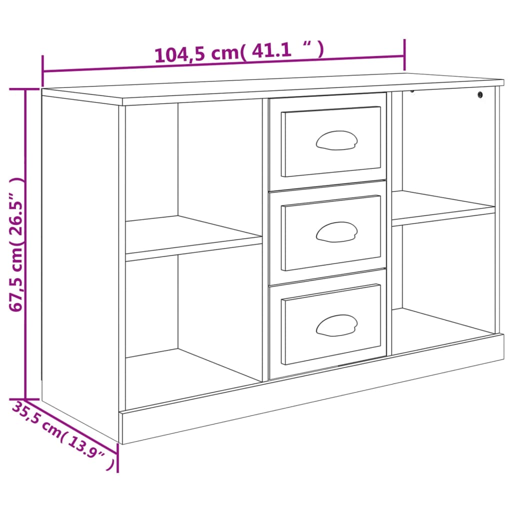 vidaXL Szafka, dąb sonoma, 104,5x35,5x67,5 cm, materiał drewnopochodny