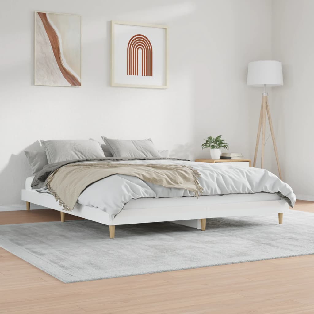 vidaXL Rama łóżka, biała, połysk, 120x200 cm, materiał drewnopochodny